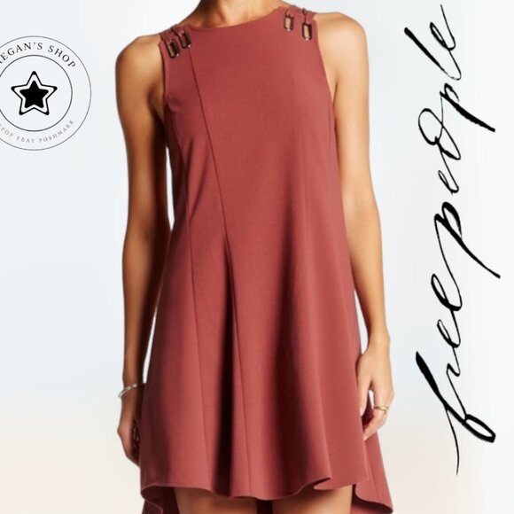 Free People Baby Love Trapeze Mini Dress Cut Out Back Salmon Sleeveless Size XS - Picture 2 of 5